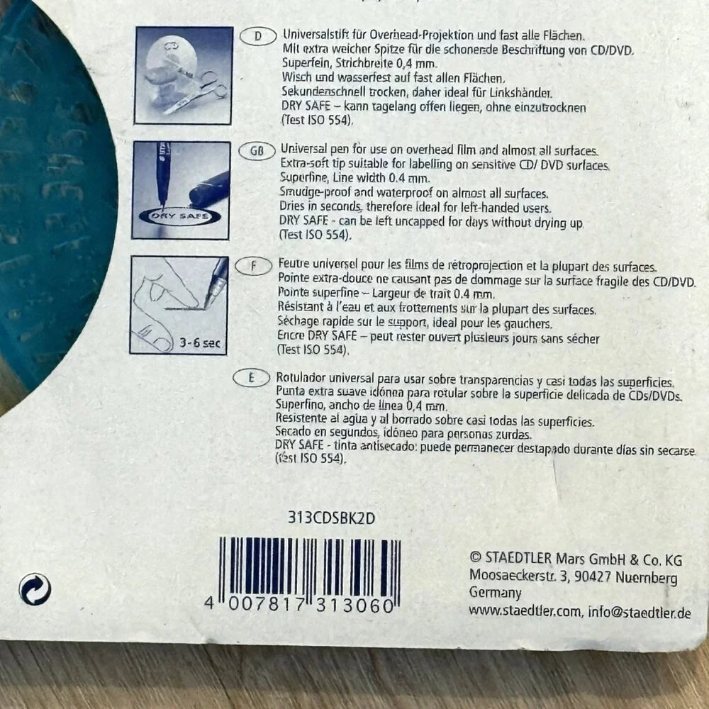 Lumocolor Permanent Marker Pen Set Staedtler Germany CD DVD Design Set Stencil